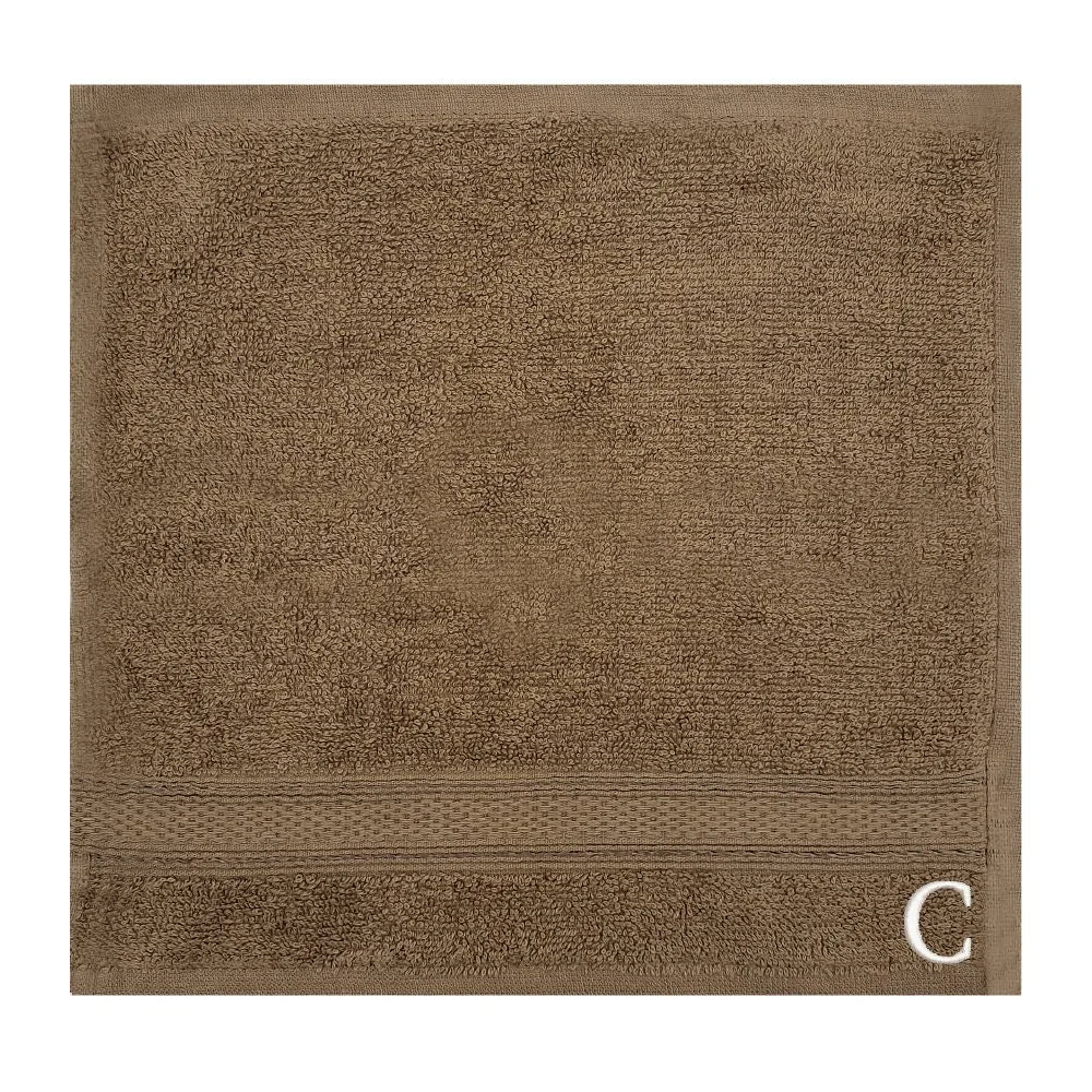BYFT Daffodil Monogrammed Face Towel Dark Beige 30 x 30 Cm