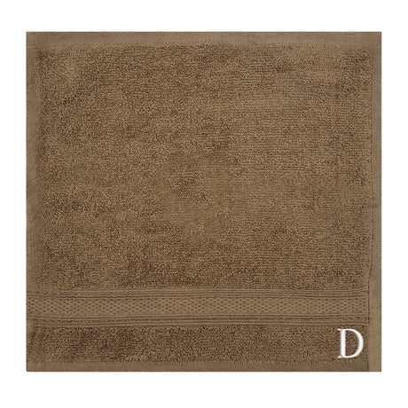 BYFT Daffodil Monogrammed Face Towel Dark Beige 30 x 30 Cm