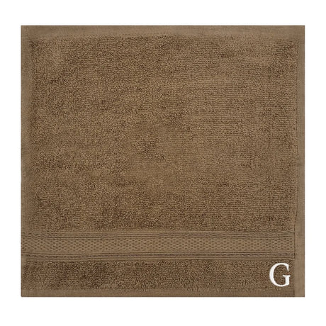 BYFT Daffodil Monogrammed Face Towel Dark Beige 30 x 30 Cm