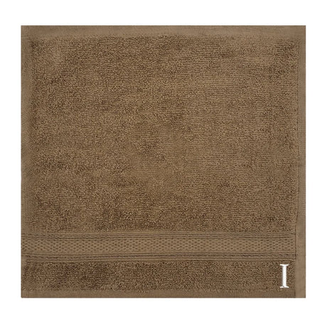 BYFT Daffodil Monogrammed Face Towel Dark Beige 30 x 30 Cm