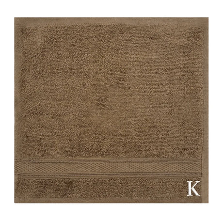 BYFT Daffodil Monogrammed Face Towel Dark Beige 30 x 30 Cm