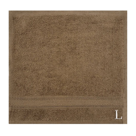 BYFT Daffodil Monogrammed Face Towel Dark Beige 30 x 30 Cm