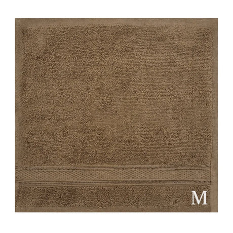 BYFT Daffodil Monogrammed Face Towel Dark Beige 30 x 30 Cm