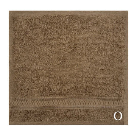 BYFT Daffodil Monogrammed Face Towel Dark Beige 30 x 30 Cm