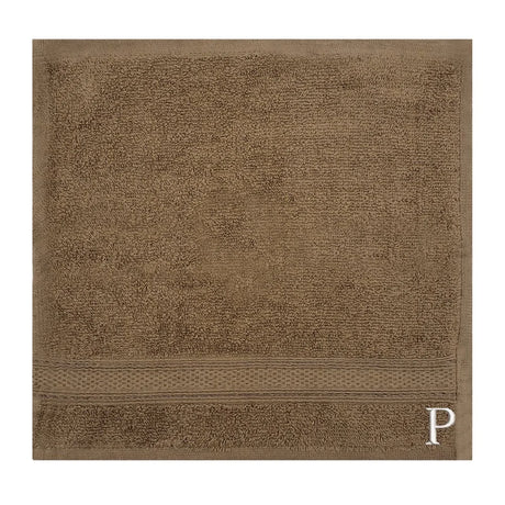 BYFT Daffodil Monogrammed Face Towel Dark Beige 30 x 30 Cm