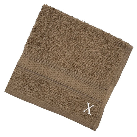 BYFT Daffodil Monogrammed Face Towel Dark Beige 30 x 30 Cm