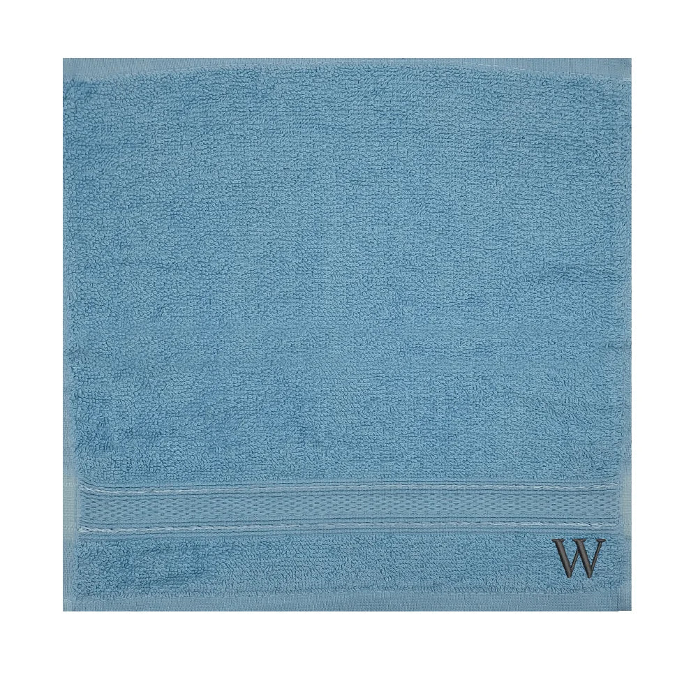 BYFT Daffodil Monogrammed Face Towel Light Blue 30 x 30 Cm