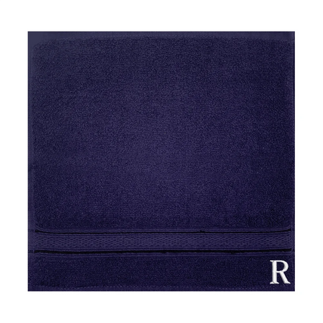 BYFT Daffodil Monogrammed Face Towel Navy Blue 30 x 30 Cm