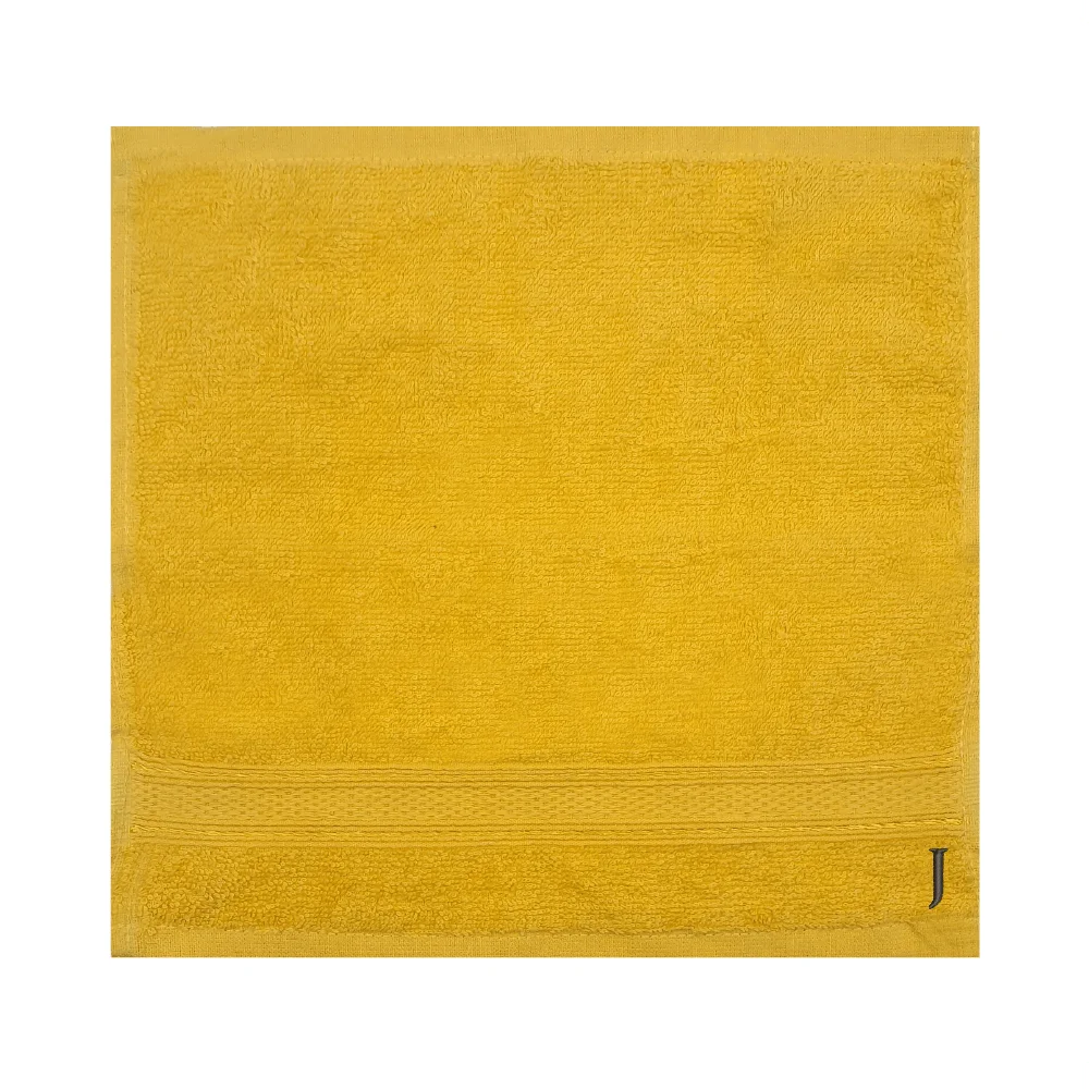 BYFT Daffodil Monogrammed Face Towel Yellow 30 x 30 Cm