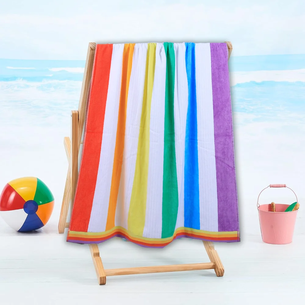 Mimosa Beach Towel Rainbow Stripe Cotton Pool Towel