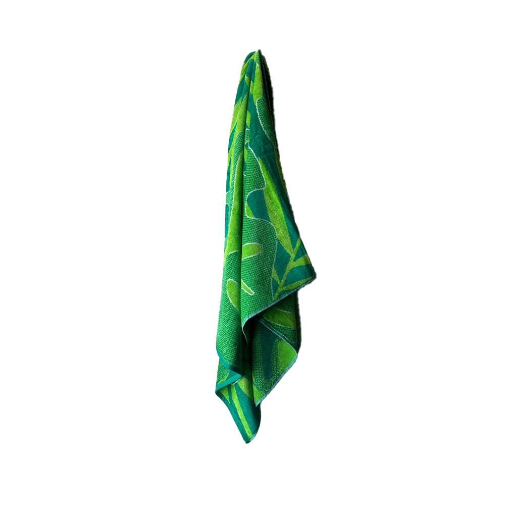 BYFT Mimosa Beach Towel Green Leaf 86 X 162 Cm Cotton Pool Towel