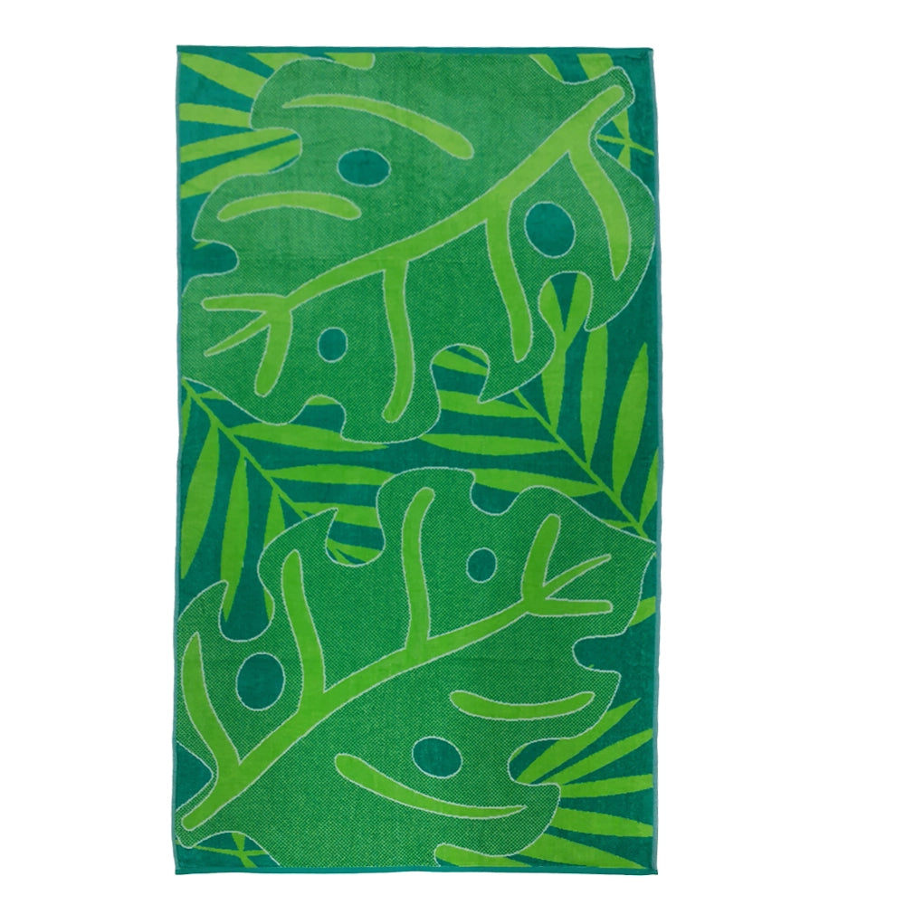 BYFT Mimosa Beach Towel Green Leaf 86 X 162 Cm Cotton Pool Towel