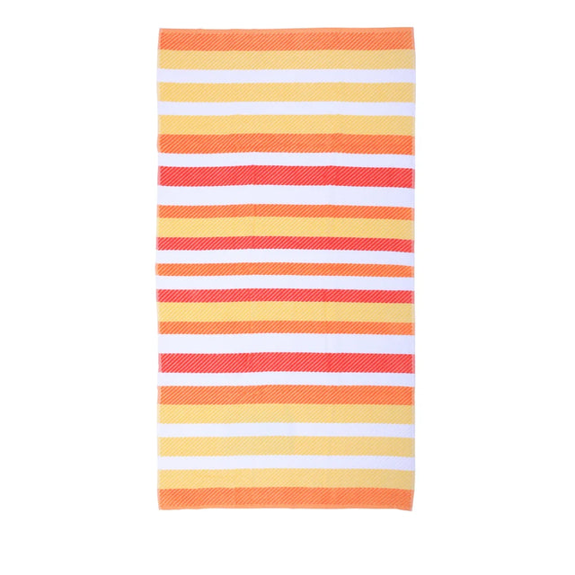 Mimosa Beach Towel Orange Horizontal Stripe Cotton Pool Towel