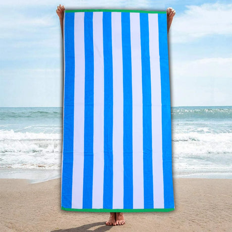 Mimosa Beach Towel White & Light Blue Cool Stripe Cotton Pool Towel
