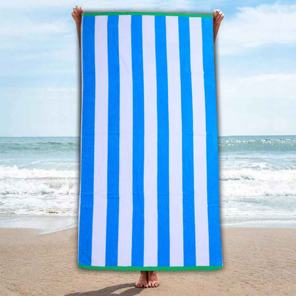 Mimosa Beach Towel White & Light Blue Cool Stripe Cotton Pool Towel