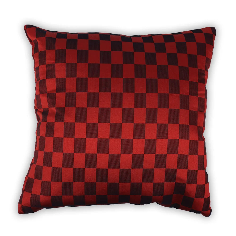 BYFT Orchard Cushion Cover 40 x 40 cm (Checkered Red & Black) 16 x 16 inch Luxury Decorative Cushion Cover for Sofa, Bed & Living Room - Set of 02