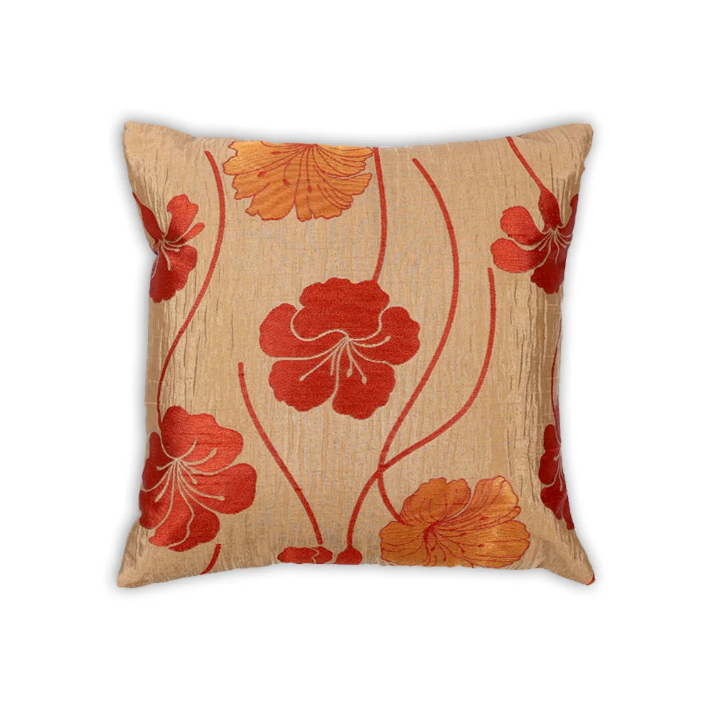 BYFT Orchard Cushion Cover 40 x 40 cm (Sun-Kissed Hibiscus Pale Gold) 16 x 16 inch Luxury Decorative Cushion Cover for Sofa, Bed & Living Room - Set of 02