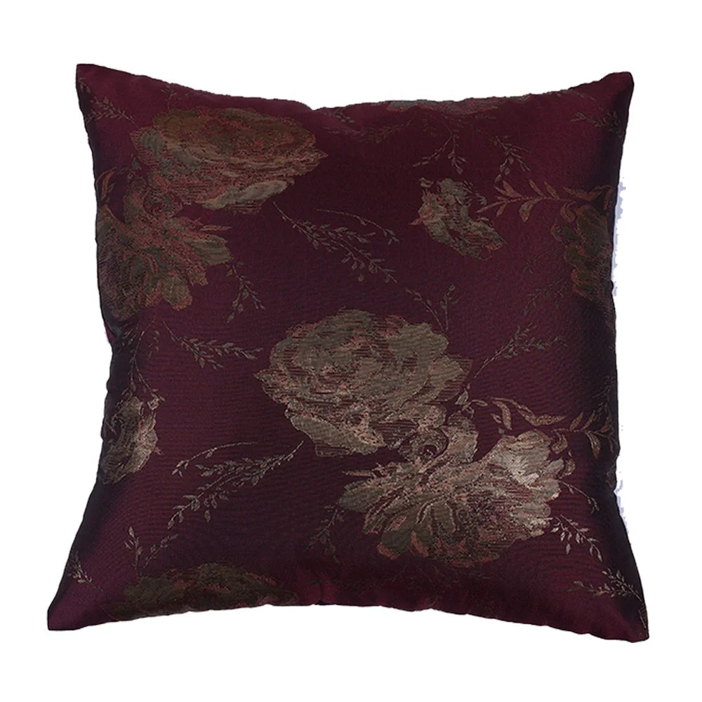 BYFT Orchard Cushion Cover 40 x 40 cm (Golden Rose Burgundy) 16 x 16 inch Luxury Decorative Cushion Cover for Sofa, Bed & Living Room - Set of 02