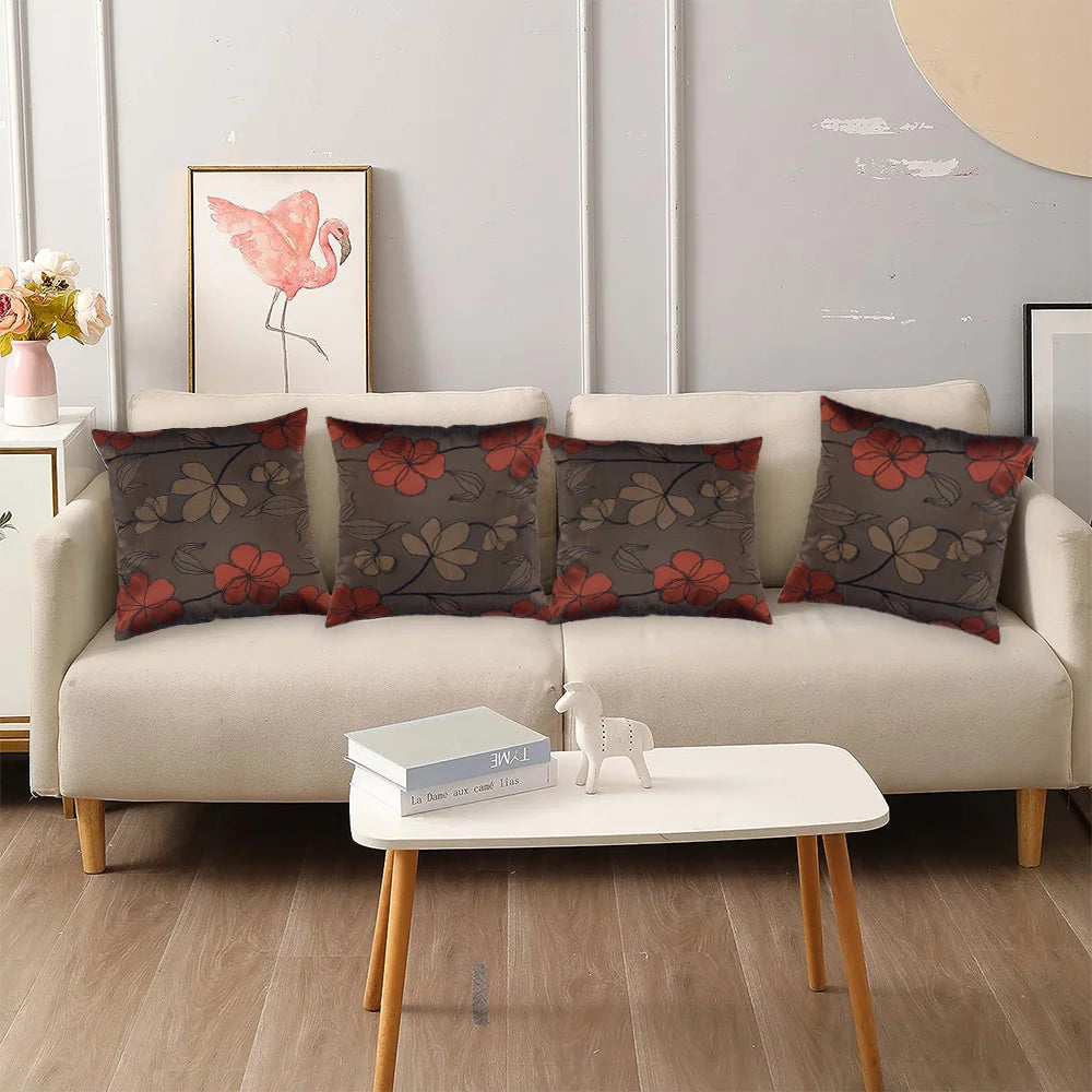 BYFT Orchard Cushion Cover 40 x 40 cm (Blossom Coffee Brown) 16 x 16 inch Luxury Decorative Cushion Cover for Sofa, Bed & Living Room - Set of 02