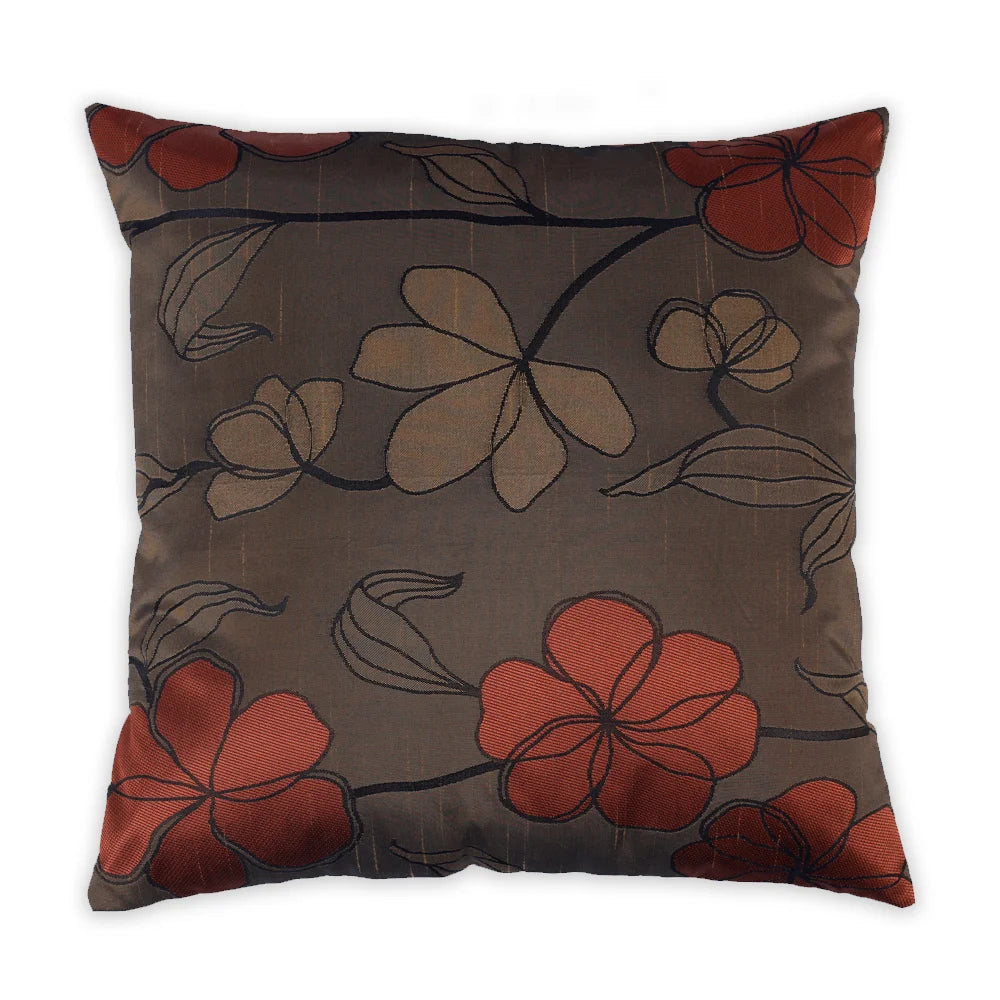 BYFT Orchard Cushion Cover 40 x 40 cm (Blossom Coffee Brown) 16 x 16 inch Luxury Decorative Cushion Cover for Sofa, Bed & Living Room - Set of 02