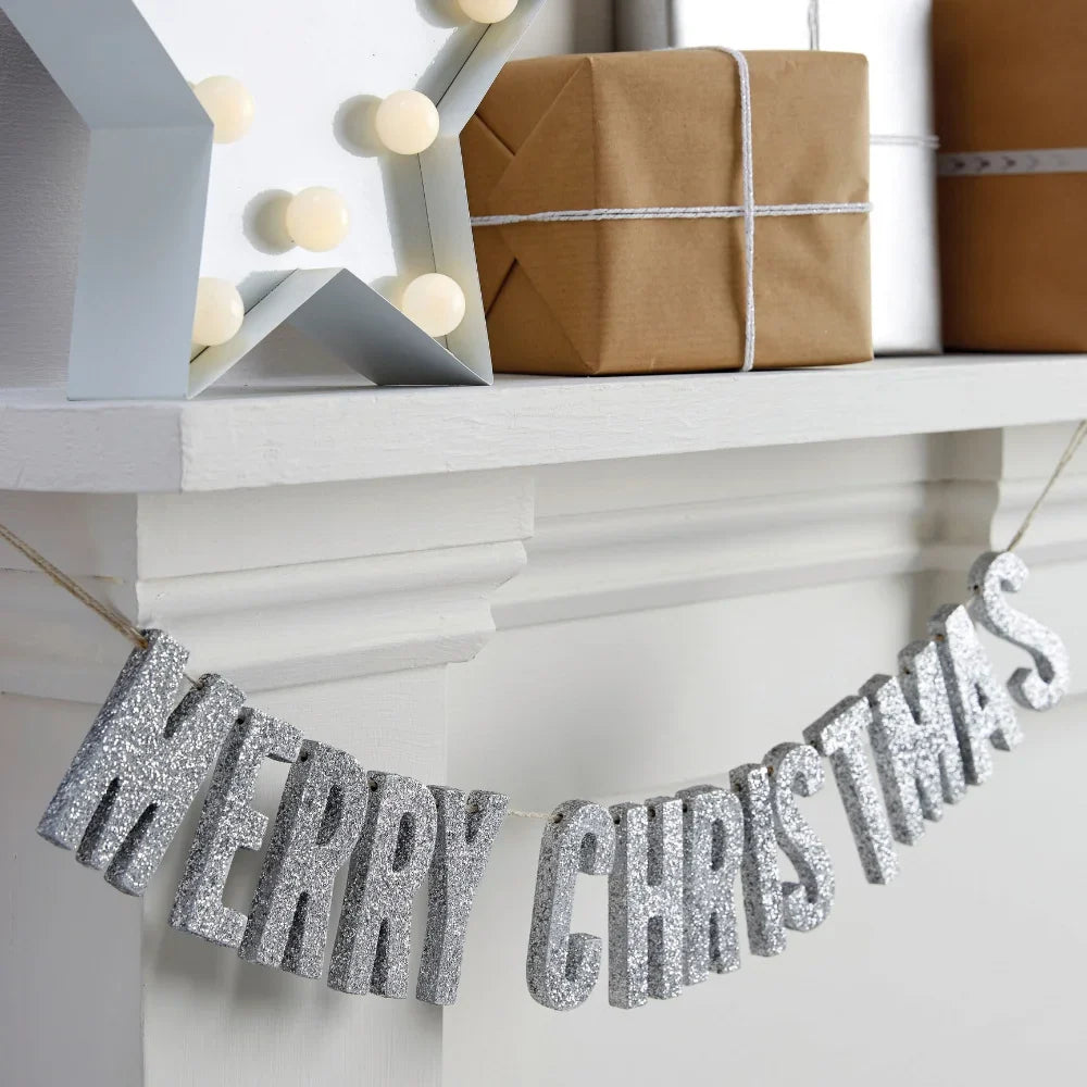 Metallics Merry Christmas Wooden Bunting