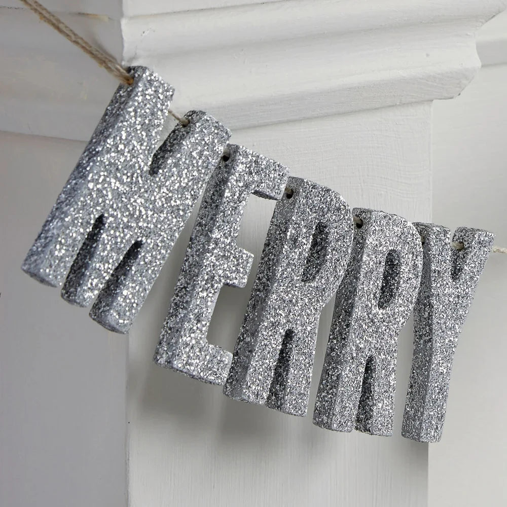 Metallics Merry Christmas Wooden Bunting