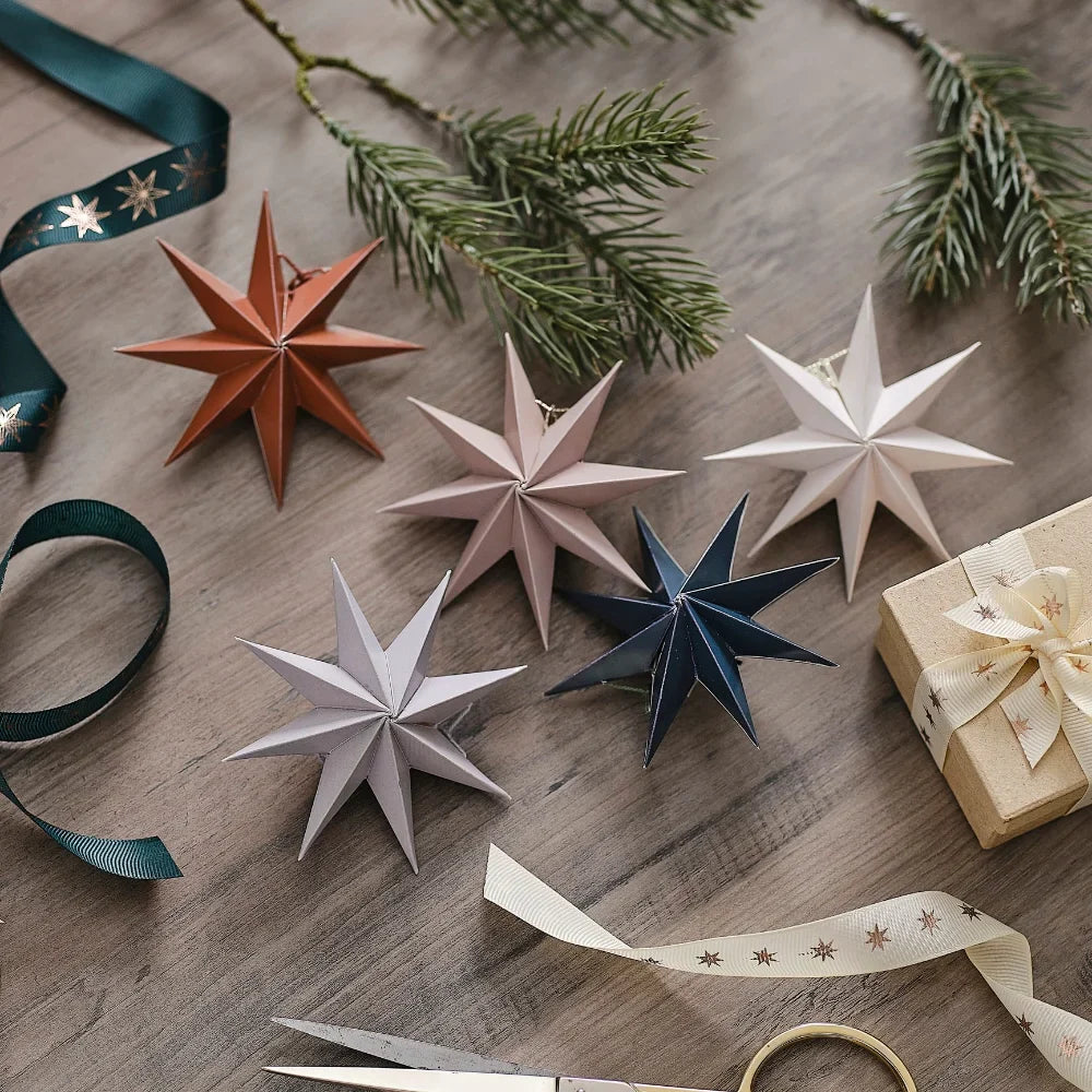 3D Paper Stars Tree Decorations