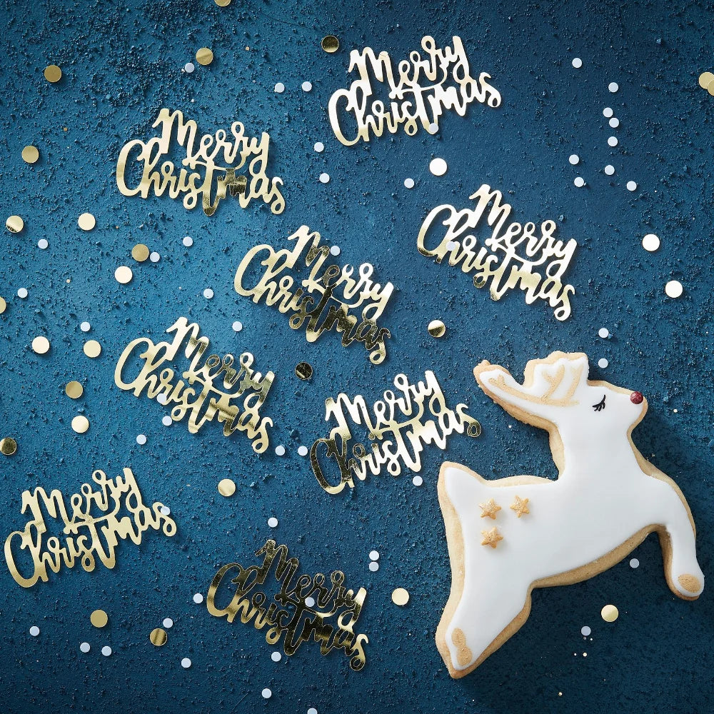 Gold Script Christmas Confetti