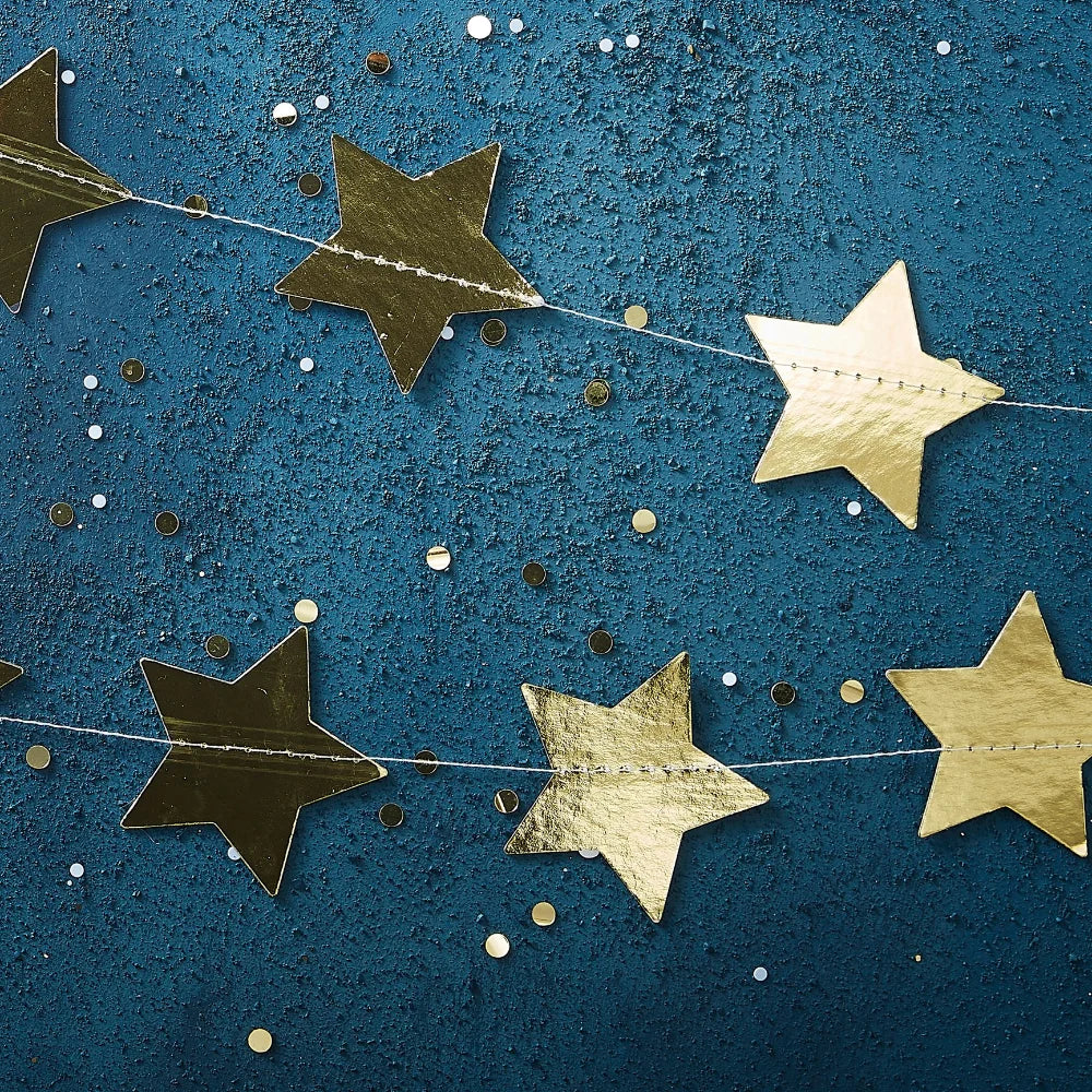 Gold Foiled Star Christmas Garland