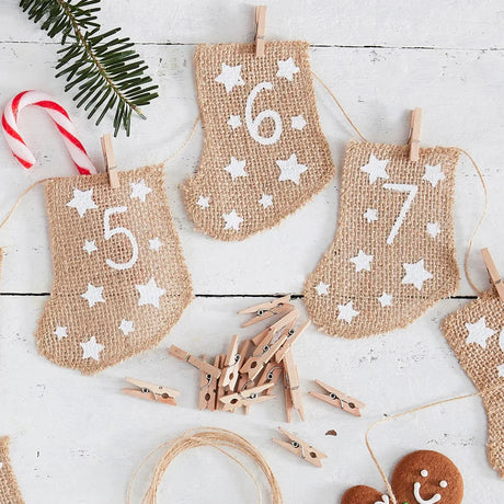 Let It Snow Advent Hessian Stockings