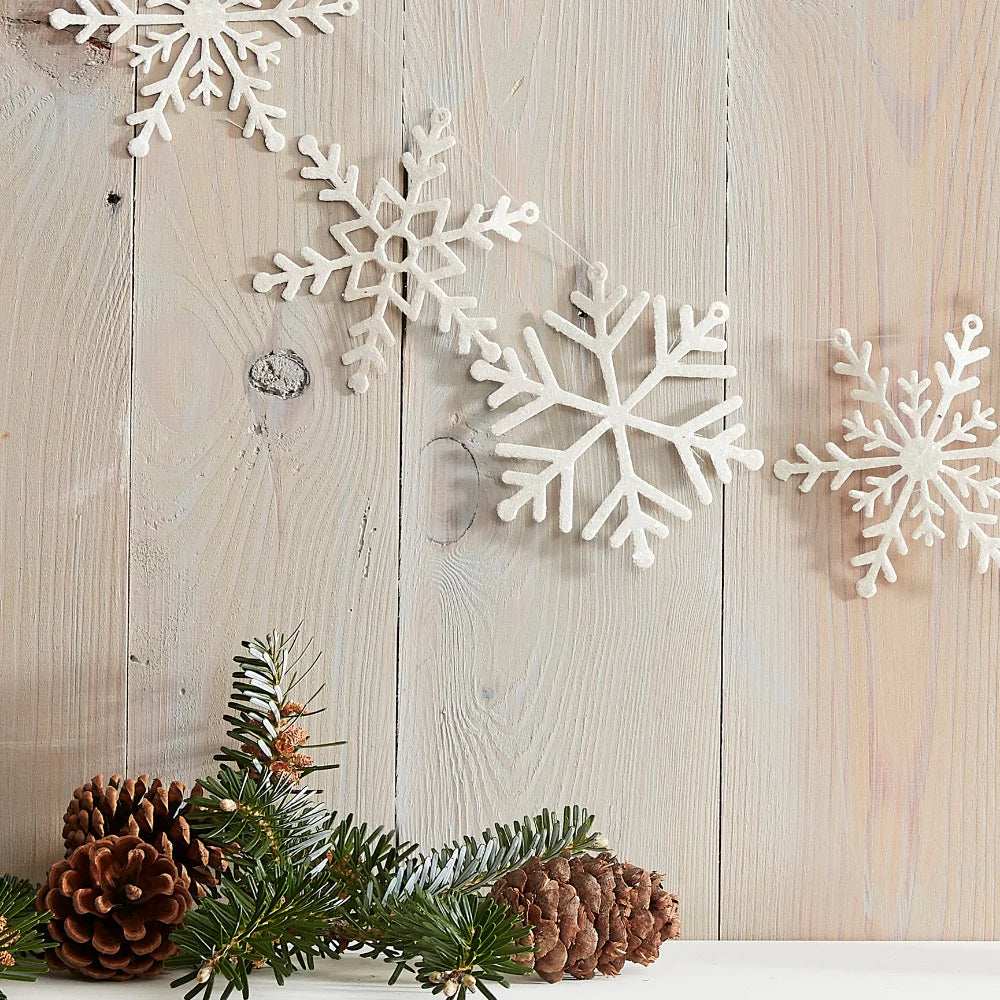 Let It Snow Glitter Snowflake Garland