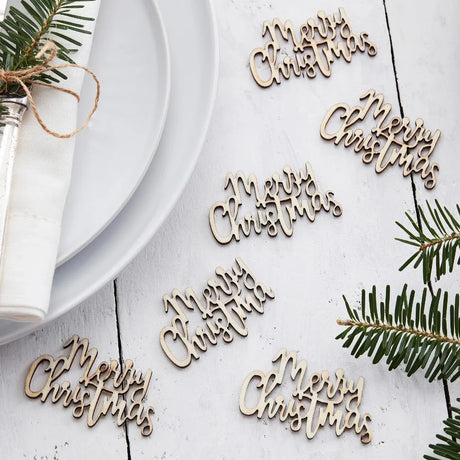 Let It Snow Merry Christmas Wooden Confetti