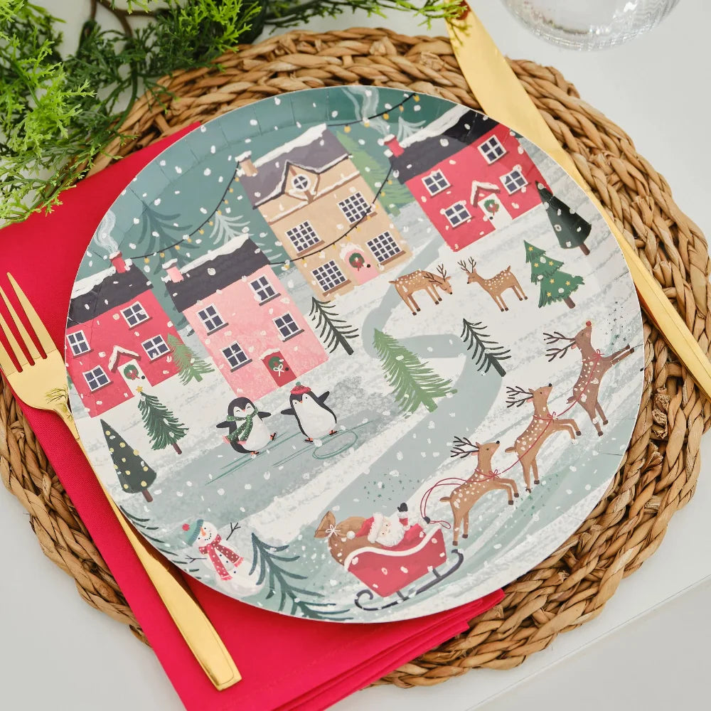 Christmas Scene Paper Plates