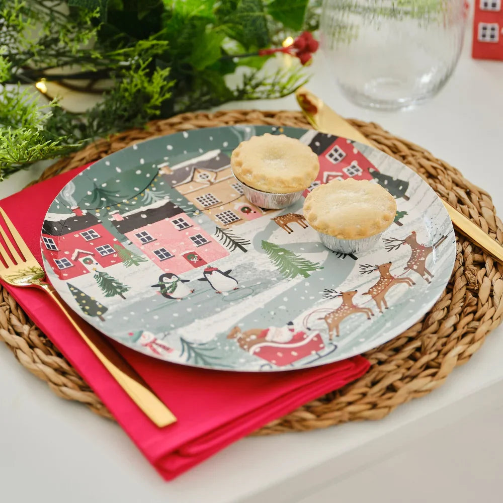 Christmas Scene Paper Plates