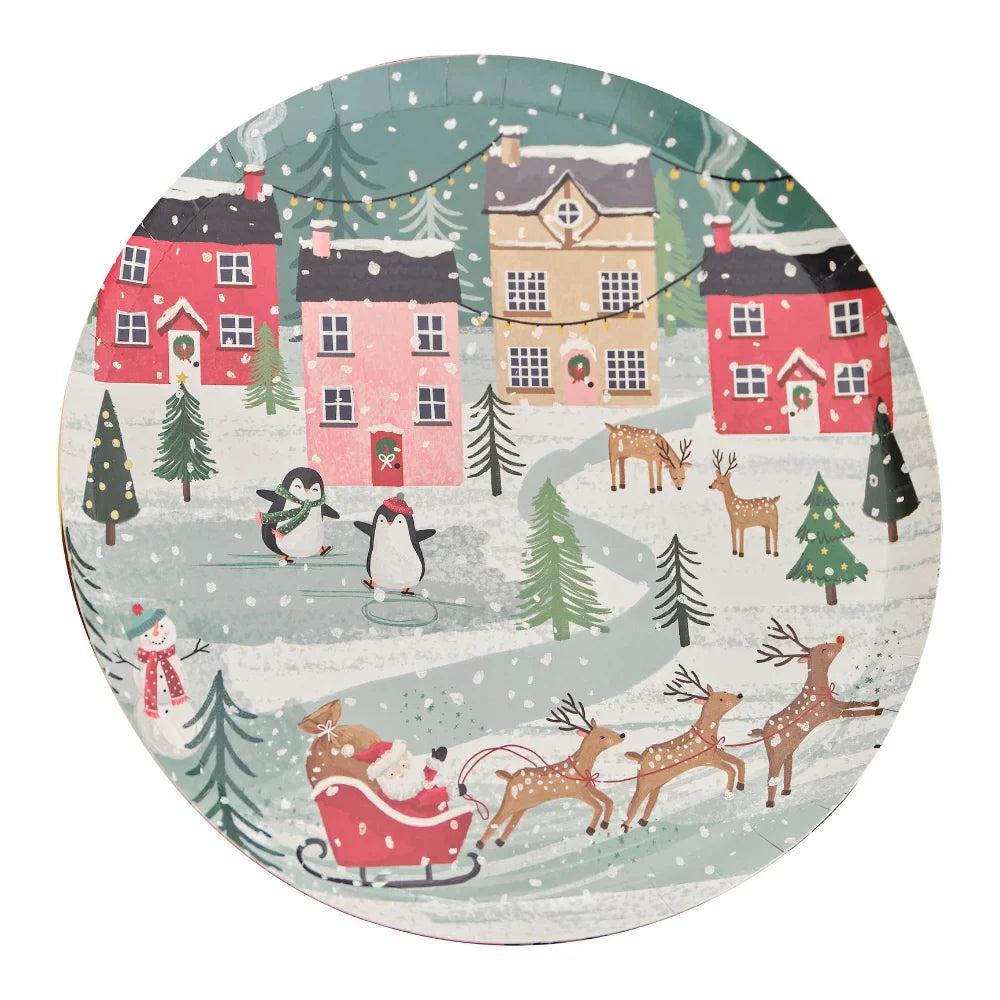 Christmas Scene Paper Plates
