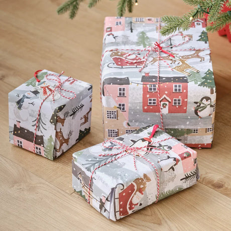 Christmas Scene Wrapping Paper w/ Tags