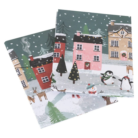 Christmas Scene Wrapping Paper w/ Tags