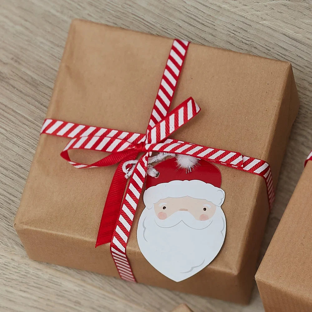 Merry Everything Santa Face Gift Tags & Ribbon