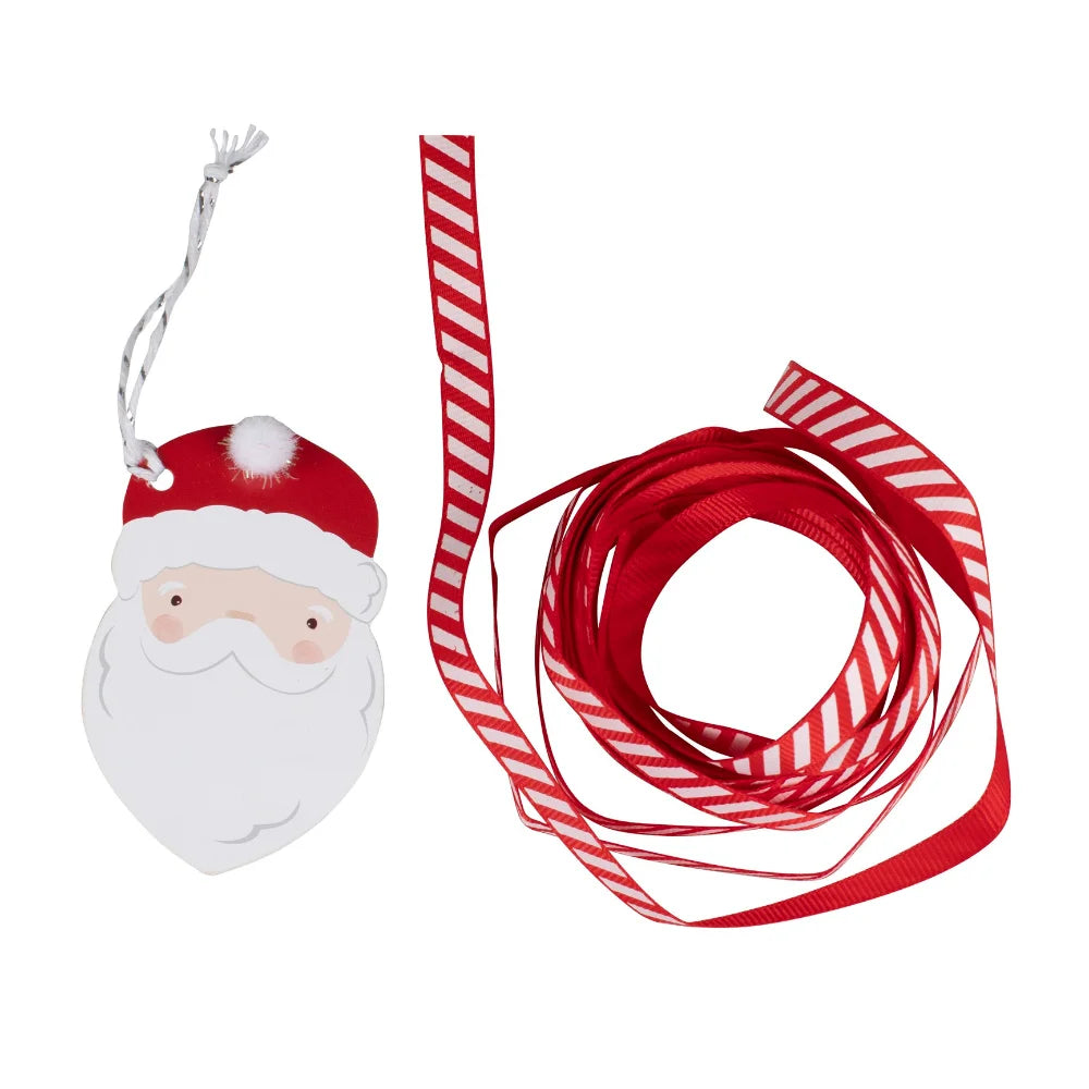 Merry Everything Santa Face Gift Tags & Ribbon