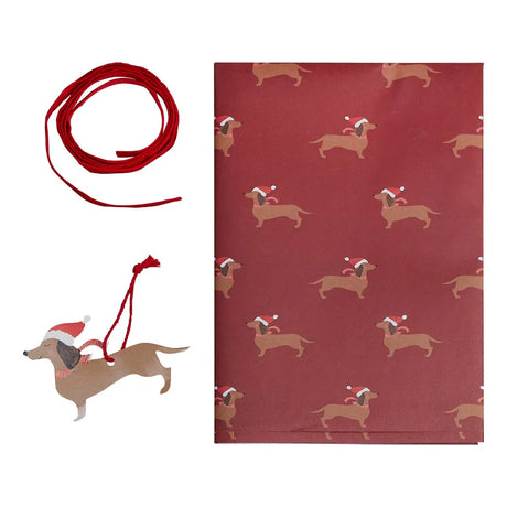 Merry Everything Festive Sausage Dog Gift Wrap Kit