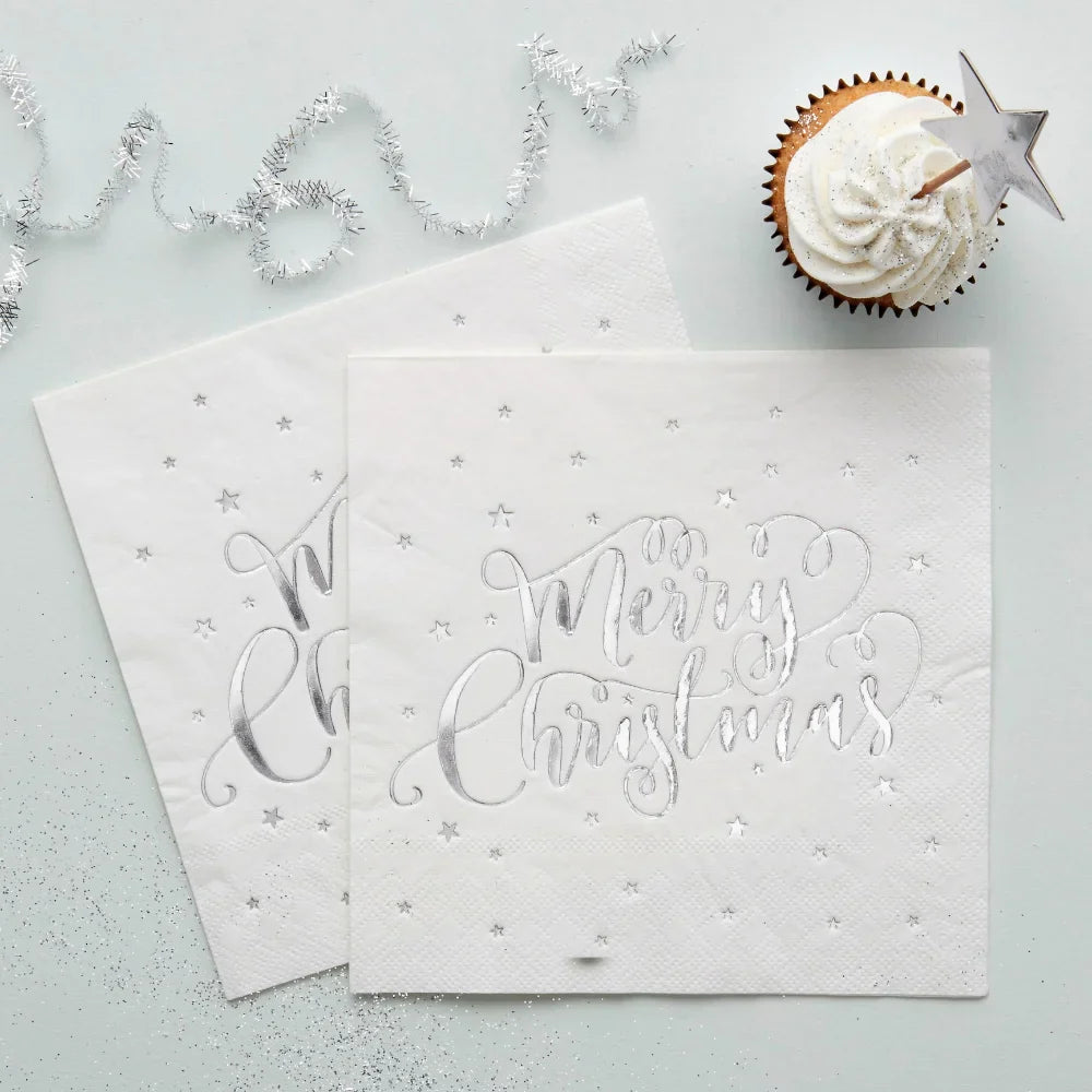 Metallic Star Merry Christmas Foiled Napkins