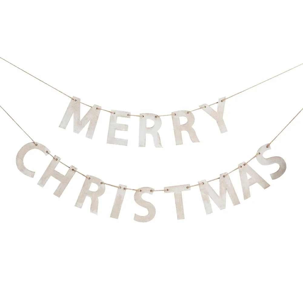 Rustic Wooden Merry Christmas Bunting