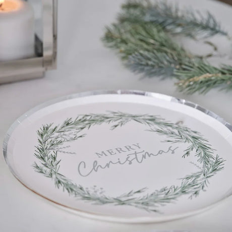 Merry Christmas Wreath Paper Plate