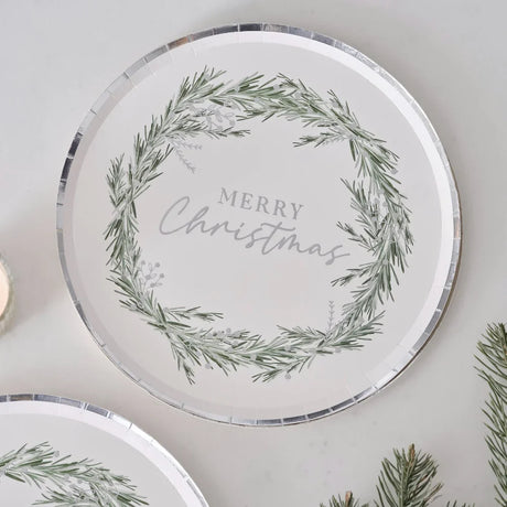 Merry Christmas Wreath Paper Plate