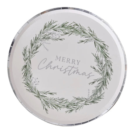 Merry Christmas Wreath Paper Plate
