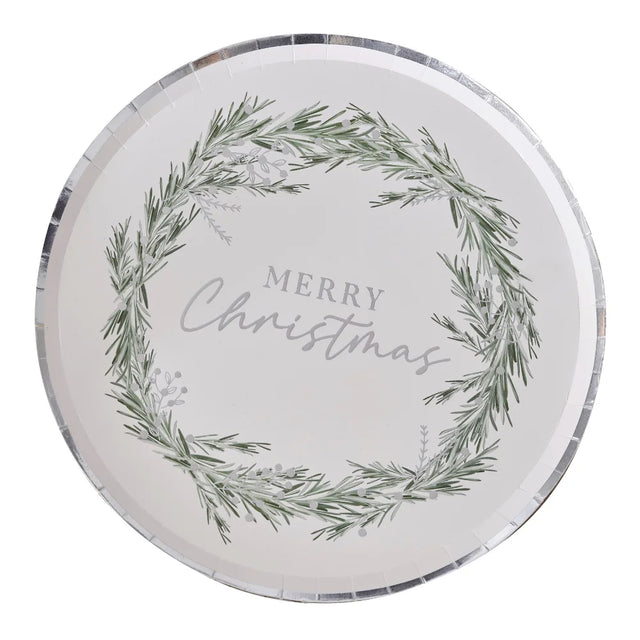 Merry Christmas Wreath Paper Plate