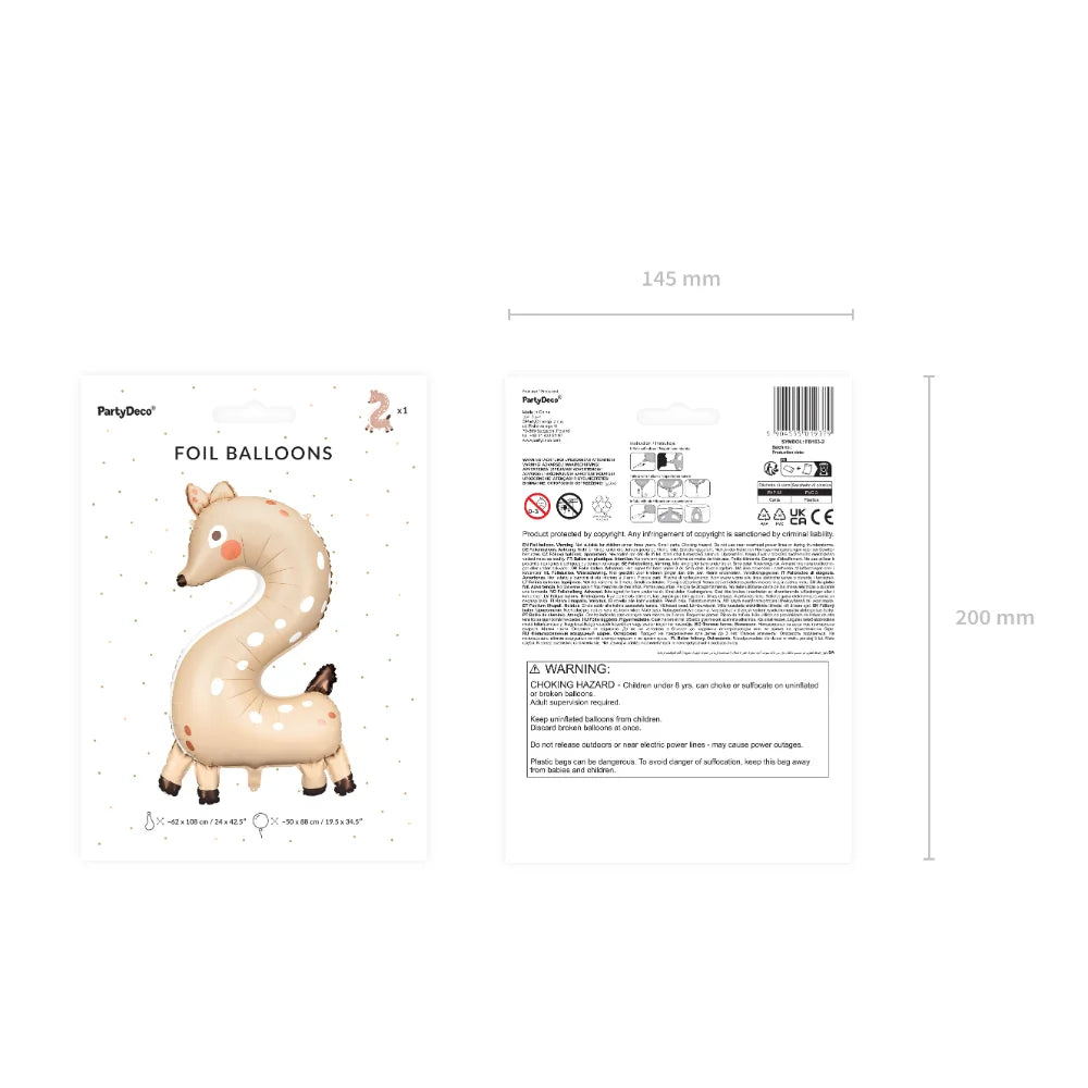 Foil Balloon Number 2 - Roe-Deer