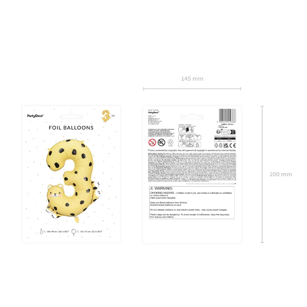 Foil Balloon Number 3 - Cheetah