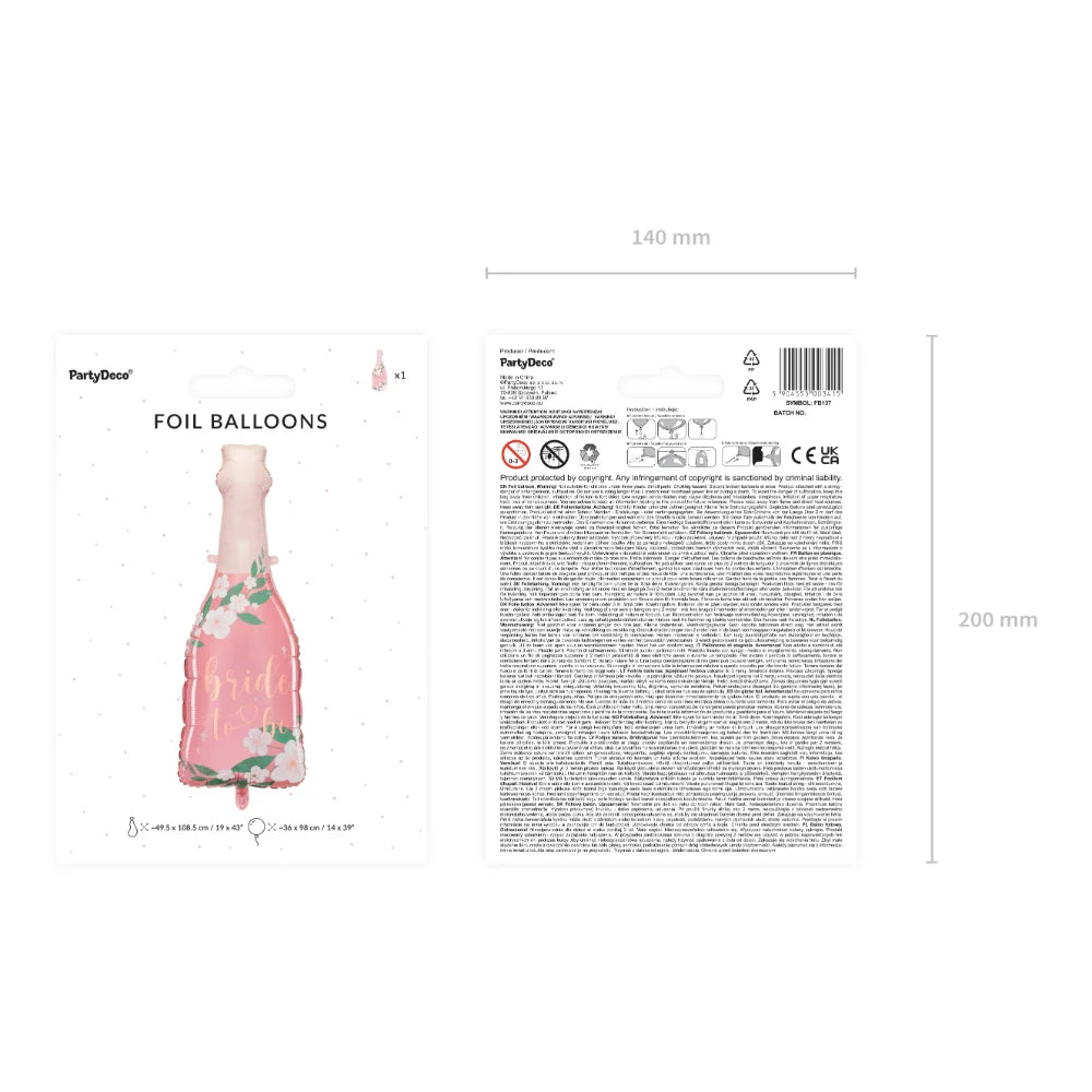 Bride To Be Bottle Shaped Foil Balloon