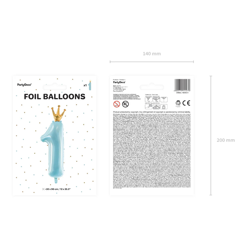Foil Balloon Number 1 with Gold Crown